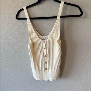 Abercrombie & Fitch Ivory Button-Up Tank Top